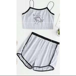 SHEIN | Plus Saturn Print Cami Top & Shorts PJ Set